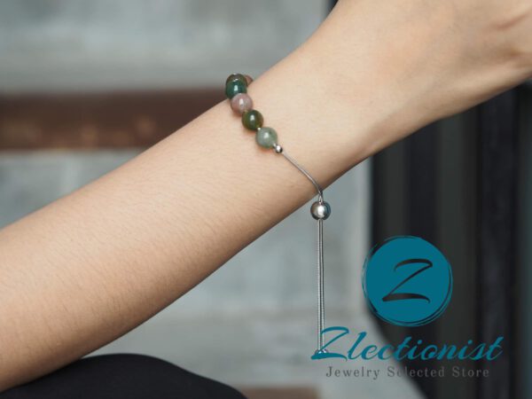 Moss agate Silver String
