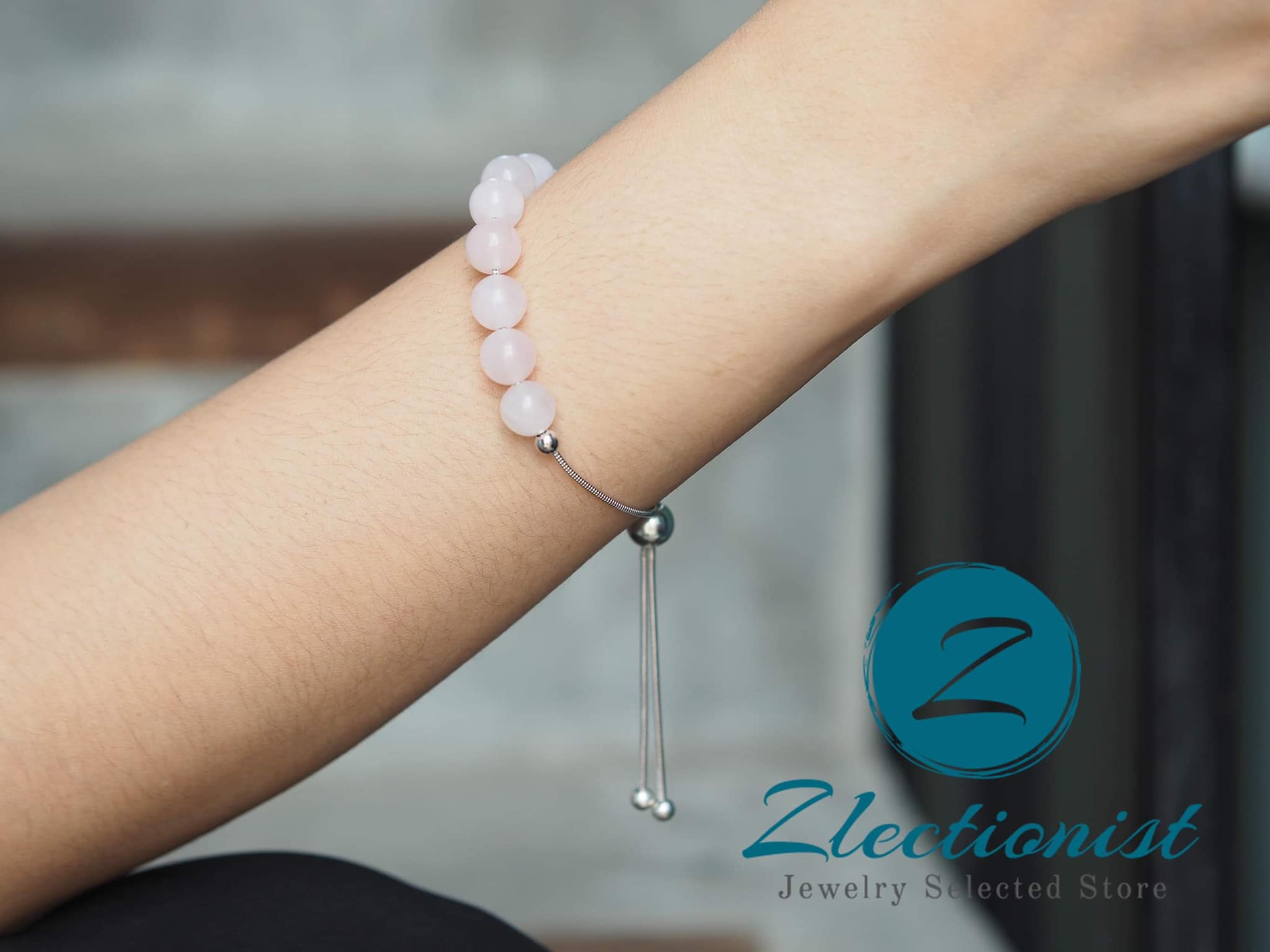 Rose quartz Silver String